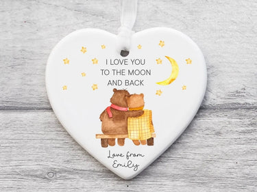 Couple Bears Ceramic Bauble - Personalised Anniversary Gift - Love You to the Moon - DENMARY